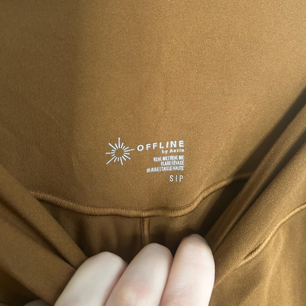 OFFLINE By Aerie Real Me High Waisted Ruched Flare Legging Brown Size S Small - Picture 7 of 9